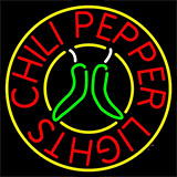 Chili Pepper Lights Circle Neon Sign