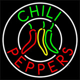 Chili Peppers Circle Neon Sign