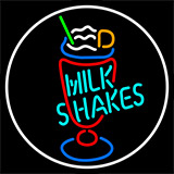 Milk Shakes Inside Glass Circle Neon Sign