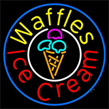 Waffles And Icecream Circle Neon Sign