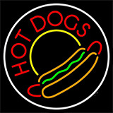 Red Hotdogs Circle Neon Sign
