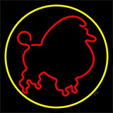 Poodle Dog Yellow Circle Neon Sign