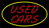 Red Used Cars Yellow Border Neon Sign