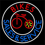 Red Bikes Blue Sales And Service Neon Sign