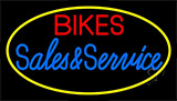 Red Bikes Sales And Service Yellow Border Neon Sign