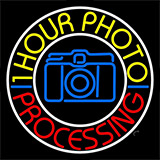 Yellow One Hour Photo Processing Neon Sign