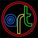 Multi Color Art With Red Circle Neon Sign