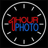 White Circle With 1 Hour Photo Neon Sign