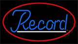 Blue Record Cursive Red Border Neon Sign