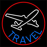 Blue Travel With Red Border Neon Sign