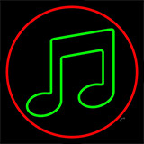 Green Music Red Border Neon Sign