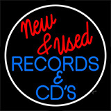 New And Used Records And Cds White Border Neon Sign