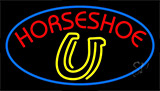 Red Horseshoe Blue Border Neon Sign