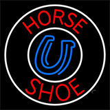 Red Horse Shoe With Border Neon Sign
