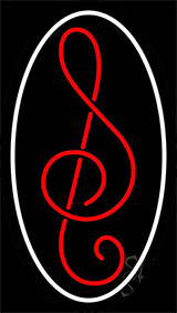 Red Music Note White Border 2 Neon Sign