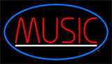 Red Music White Line With Border Neon Sign