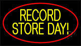 Yellow Record Store Day Block Red Border Neon Sign