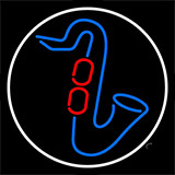 Blue Saxophone Logo White Border 2 Neon Sign