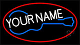 Custom Blue Guitar Red Border Neon Sign