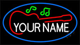 Custom Red Guitar Green Note Blue Border Neon Sign
