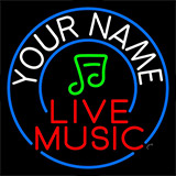 Custom Red Live Music With Blue Border Neon Sign