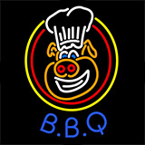 Blue Bbq Pig Logo Neon Sign