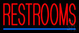Restrooms With Blue Line Neon Sign