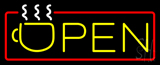 Open With Cup Logo Neon Sign