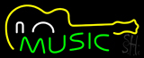 Green Music With Guitar Neon Sign