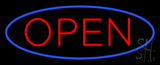 Blue Open With Red Oval Border Neon Sign