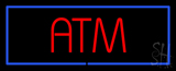 Red Atm Blue Border Neon Sign