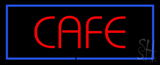 Red Cafe With Blue Border Neon Sign