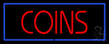 Red Coins Blue Border Neon Sign