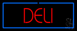 Red Deli With Blue Border Neon Sign