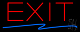 Exit With Zigzag Blue Line Neon Sign