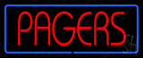 Red Pagers Blue Border Neon Sign