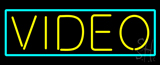 Yellow Video Turquoise Border Neon Sign