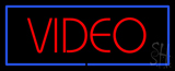 Red Video Blue Border Neon Sign