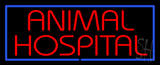 Red Animal Hospital Blue Border Neon Sign