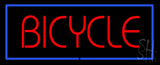 Red Bicycle Blue Rectangle Neon Sign
