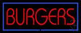 Red Burgers With Blue Border Neon Sign