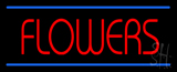 Red Flowers Blue Lines Neon Sign