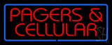Red Pagers And Cellular Blue Border Neon Sign