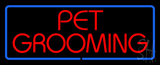 Red Pet Grooming Blue Border Neon Sign