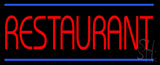 Red Restaurant Blue Border Neon Sign