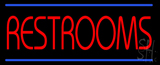 Red Restrooms With Blue Lines Neon Sign