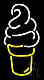 White Yellow Ice Cream Logo Neon Sign