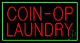 Coin Op Laundry Green Border Neon Sign