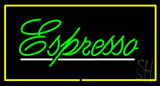 Green Cursive Espresso Rectangle Yellow Neon Sign