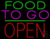 Food To Go Block Open Green Line Neon Sign